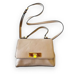 Michael Michael Kors Callie Satchel Crossbody Pink Taupe Pebbled Leather‎ Bag